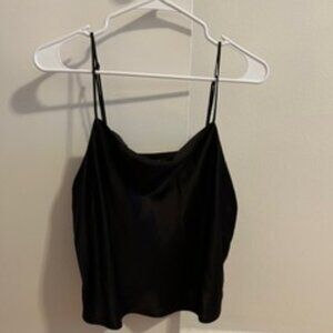 Cropped Madewell Black Silk Tank (New with Tags)